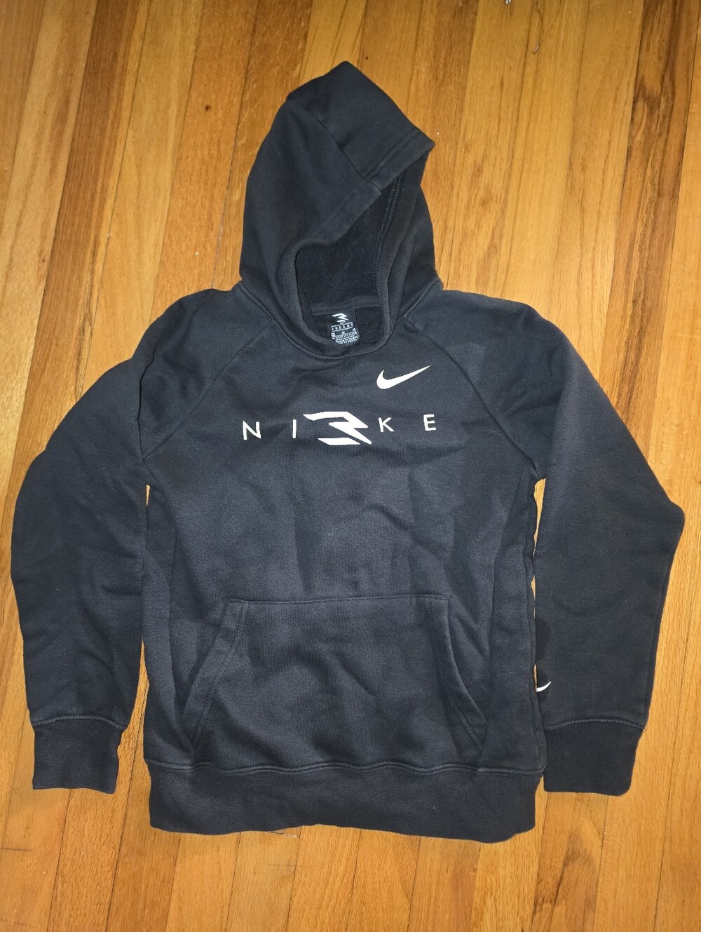 Nike Kids Black Hoodie with White Logo